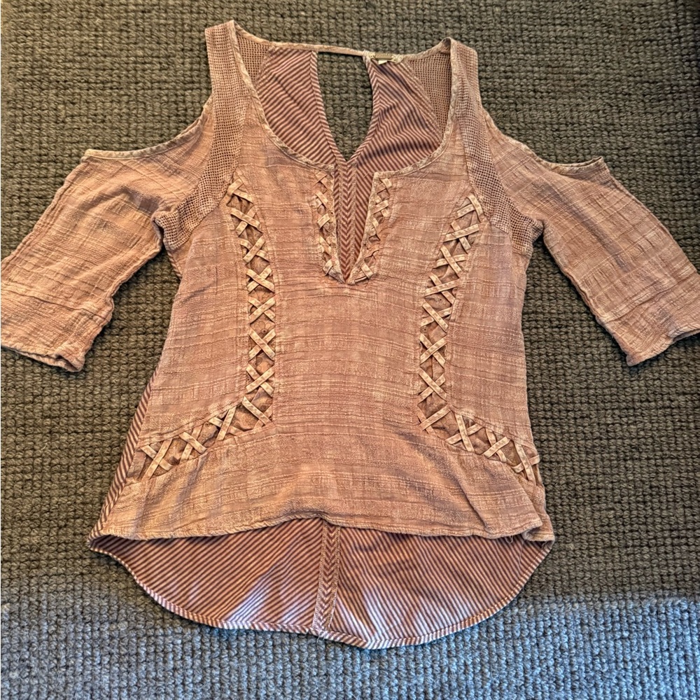 Gunnicks boutique Women's Cold Shoulder Top in Brown